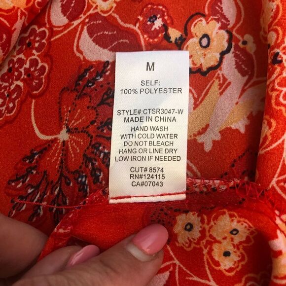 Orange floral side tie top size medium - Picture 6 of 6